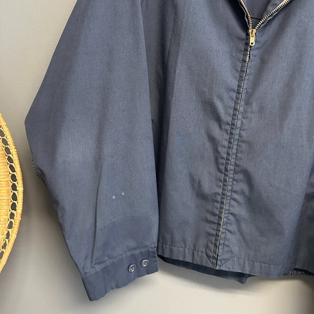 London Fog Vintage 80s Mens Size‎ 44 Work Shop Coat Navy Zip Retro Workwear - Picture 7 of 7